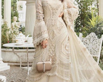 Embroidered Chiffon Pakistani Wedding Dress Indian Salwar Kameez: Formal Party Dresses