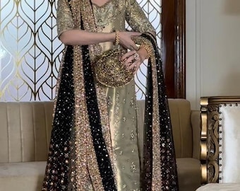Mesuri Embroidered Luxury Wedding Dress: Pakistani Bridal Salwar Kameez