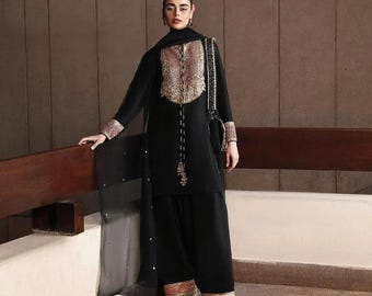 Embroidered Pakistani Wedding Dress Indian Farshi Salwar Kameez: Formal Party outfits