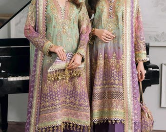 Embroidered Pakistani Wedding Dress Indian Salwar Kameez: Chiffon Formal Party Dresses