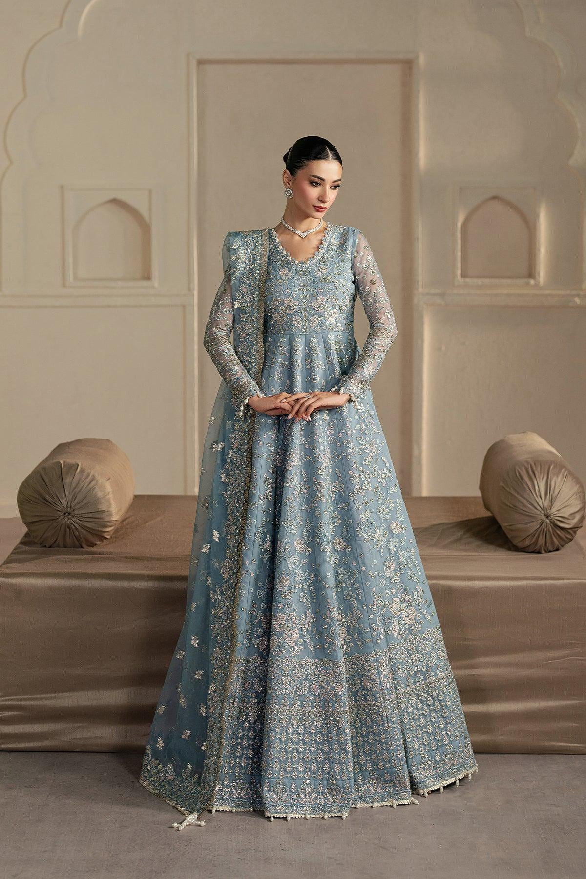 pastel blue indian dress Sky Blue Embroidered Lehenga Choli: Indian Wedding Dress, Party Outfit Eid
