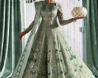 mint green designer dress Designer Mint Green Two-piece Mermaid Satin Prom Dress with Bow main image 0