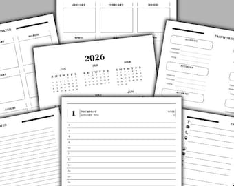 Daily Diary 2026 One Page Per Day, DailyPlanner  2026 365 Days, Daily diary 2026, daily planning,  Digital PDF