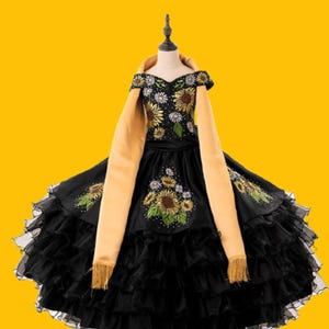Black Gold Mexican Dress - Etsy