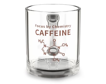 Caffeine Molecule Glass Mug - Focus by Chemistry Coffee Cup