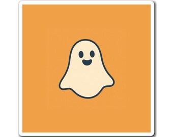 Cute Ghost Magnet | Halloween Refrigerator Magnet, Orange Ghost Sticker Magnet