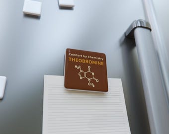 Theobromine Molecule Porcelain Magnet | Chocolate Chemistry Square