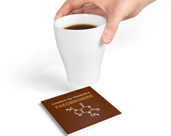 Theobromine Molecule Ceramic Coaster | Comfort by Chemistry, Cocoa Molecule