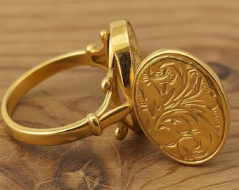 Anillo medallón secreto dorado, anillo vintage con compartimento oculto para hombres y mujeres, joyería única de estilo steampunk gótico, regalo original.