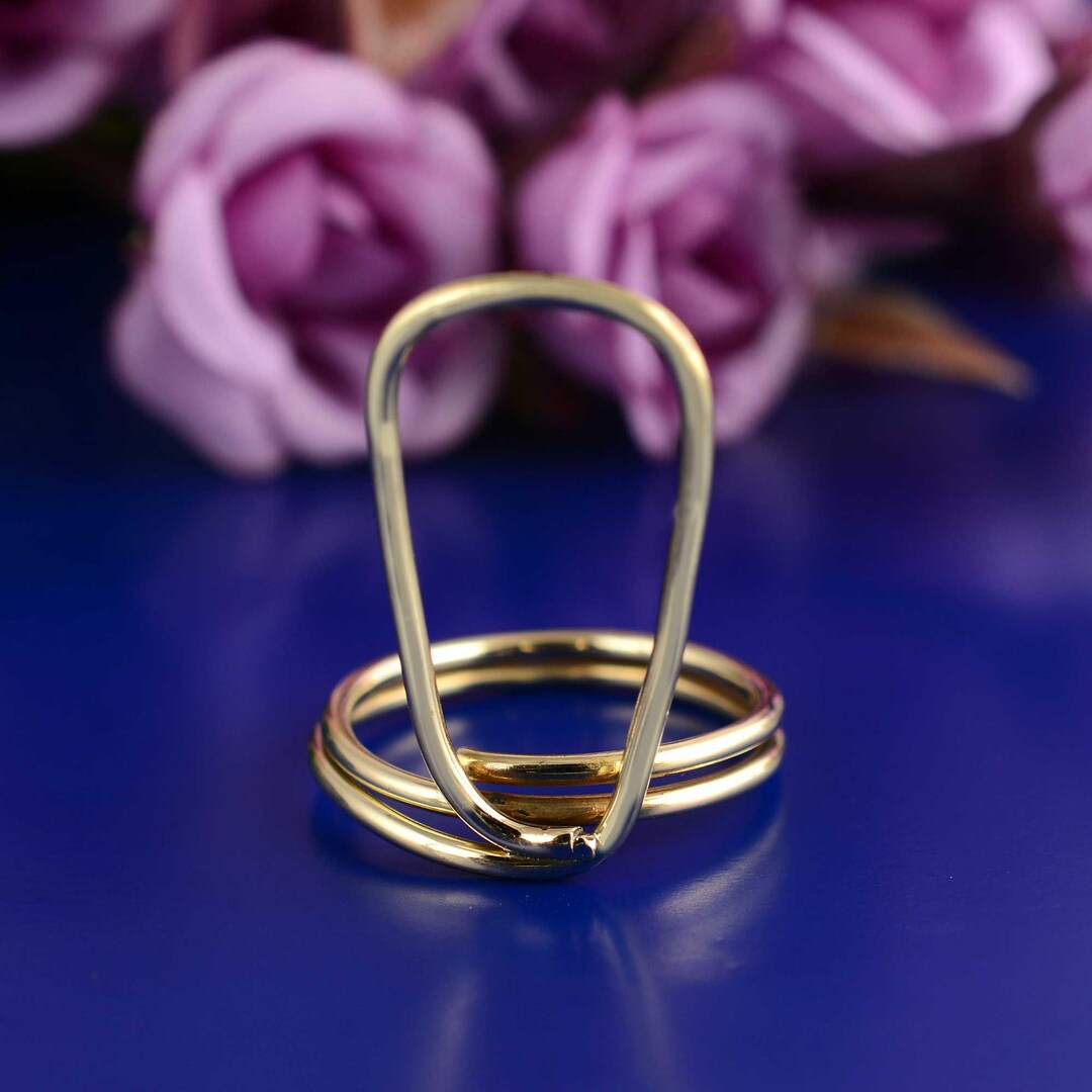 Dainty Gold Adjustable Loop Ring – Minimalist Double Band Statement ...