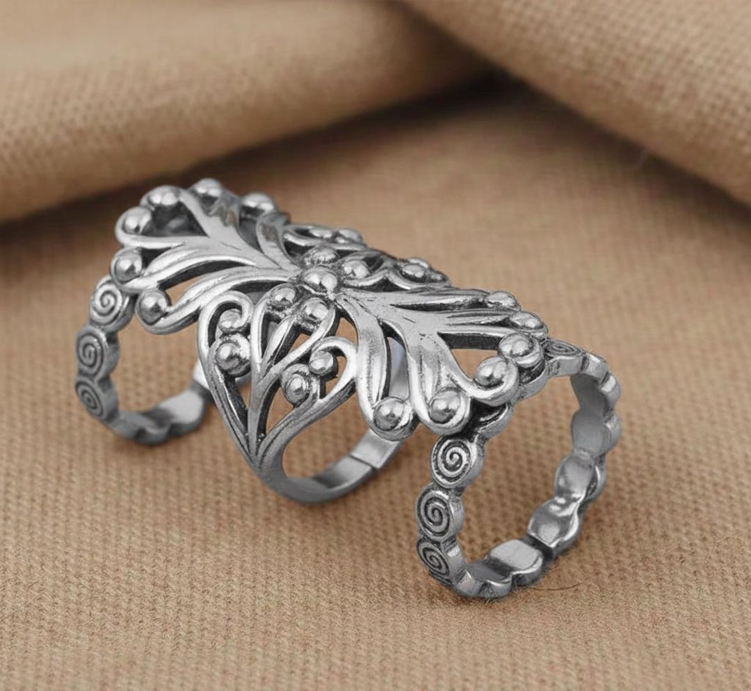 Sterling Silver Arthritis Ring, Adjustable Filigree Statement Ring ...