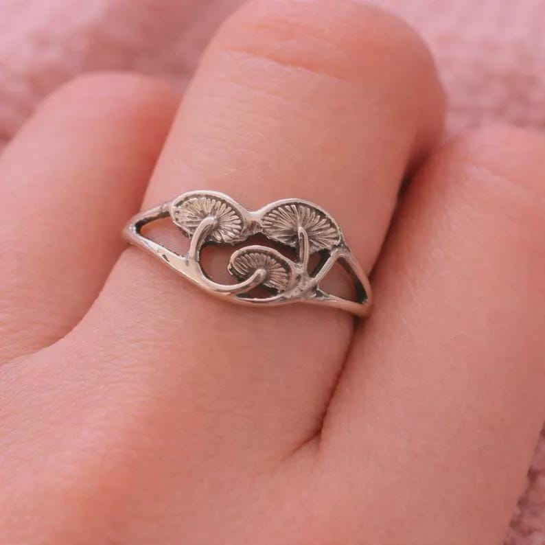 YAFEINI Anello Fungo In Argento Sterling 925 Con Turchese – Regolabile, Simbolo Di Felicità - 4
