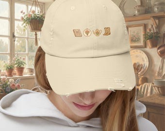 Cottagecore Icons Hat | Cowboy Boots, Teapot, Bible, Flowers | Cottagecore Style | Minimal Aesthetic