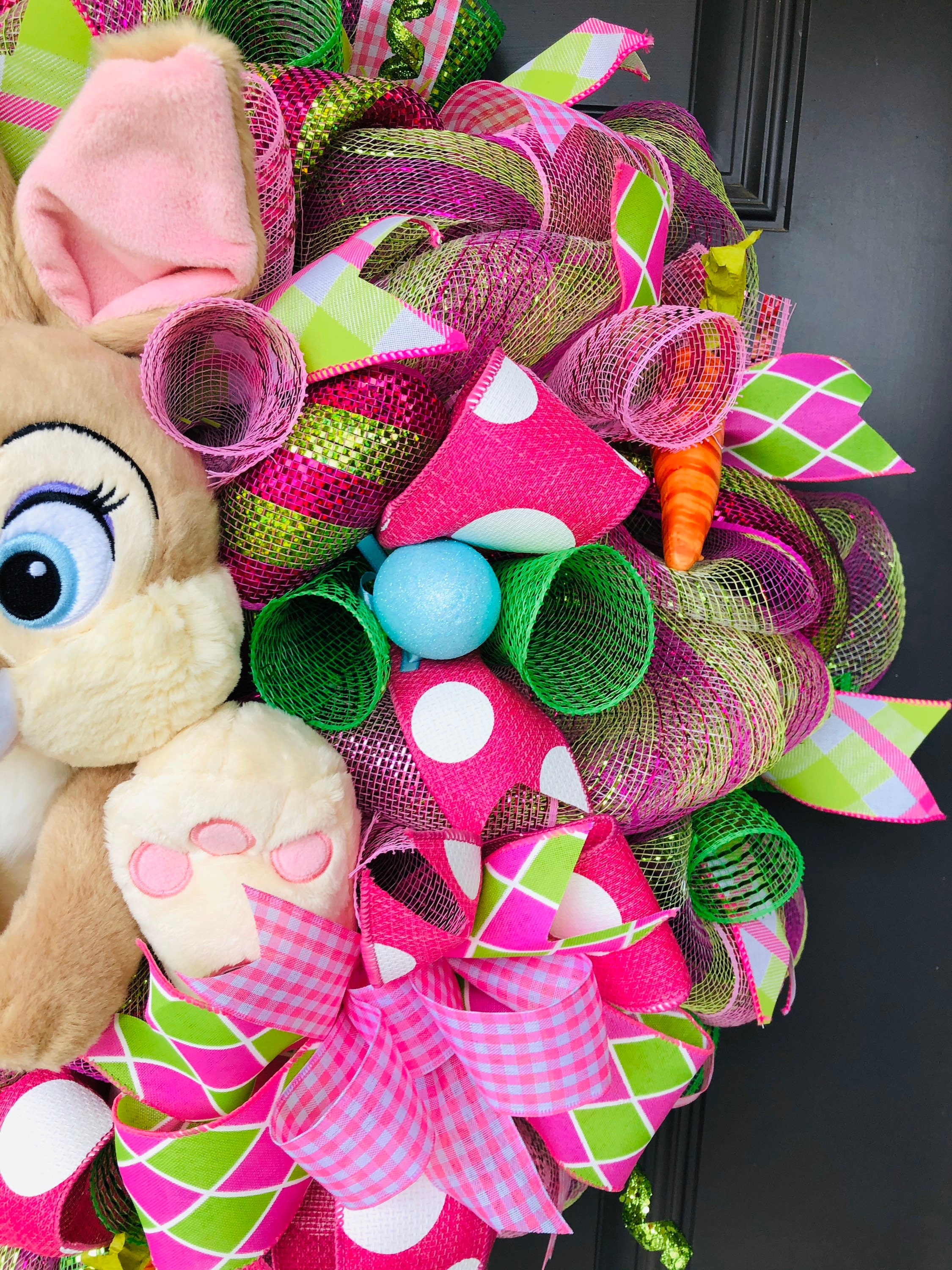 Easter Miss Bunny Bambi Wreath, Easter Wreath, Easter Decorations ...