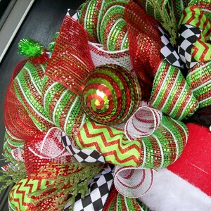 Jolly Santa Hat Wreath, Christmas Wreath, Santa Wreath, Front Door Wreath, Wreath For Door, Holiday Wreath, Santa Wreaths for front door image 3