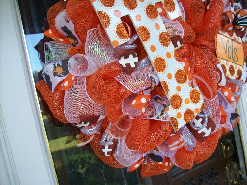 Tennessee Vols Mesh Wreath, Tennessee wreath, deco mesh wreath, vols wreath, football wreath, wreath, door wreath, Tennessee decor image 3