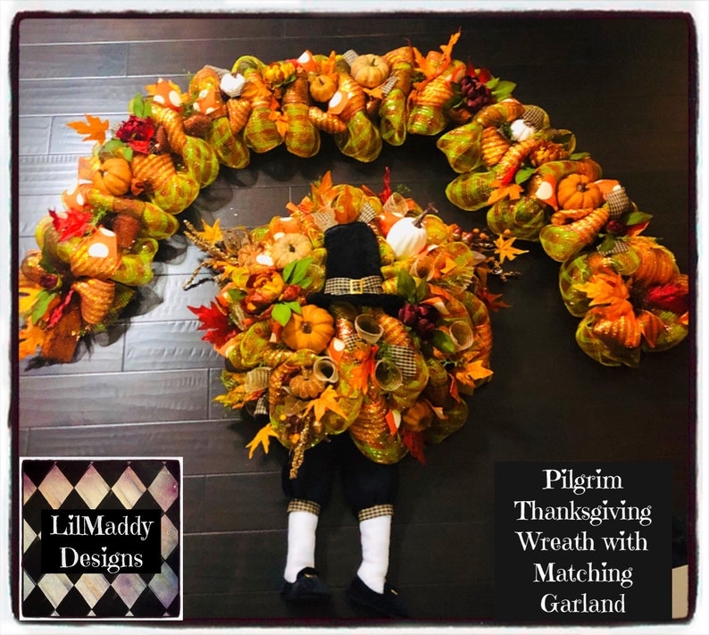 Matching Fall Garland and Wreath Set Thanksgiving Wreath Etsy