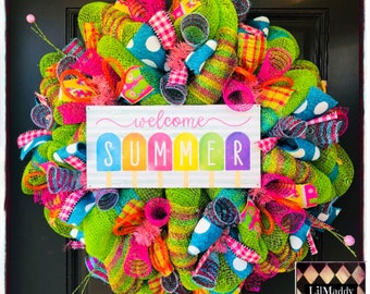 Summer Wreath, Summer Decor, popsicles wreath, popsicle decor, wreath, colorful wreath, bright wreath, summer decor, wreaths