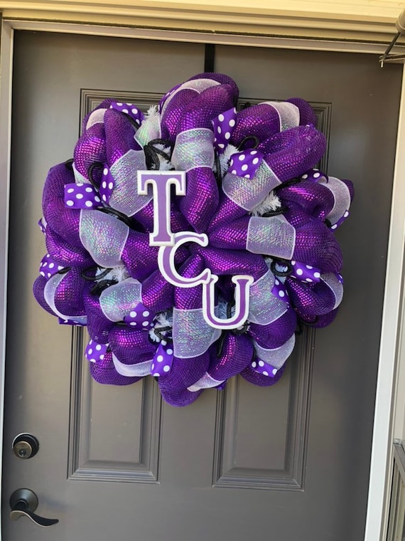deco mesh wreaths TCU Wreath TCU decor college football wreaths for door college wreath door wreath