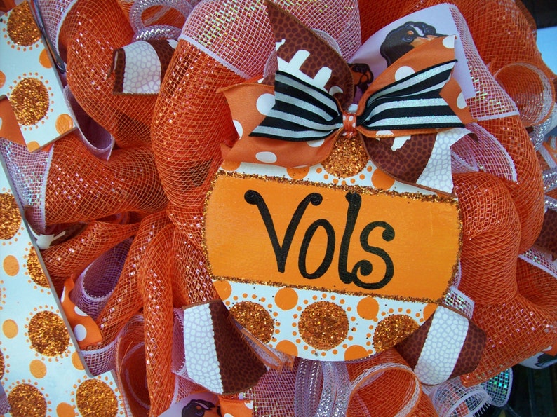 Tennessee Vols Mesh Wreath, Tennessee wreath, deco mesh wreath, vols wreath, football wreath, wreath, door wreath, Tennessee decor image 4