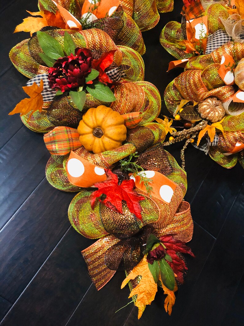 Matching Fall Garland and Wreath Set Thanksgiving Wreath Etsy