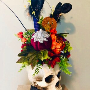 Skull Head Floral Arrangement Halloween Arrangement - Etsy
