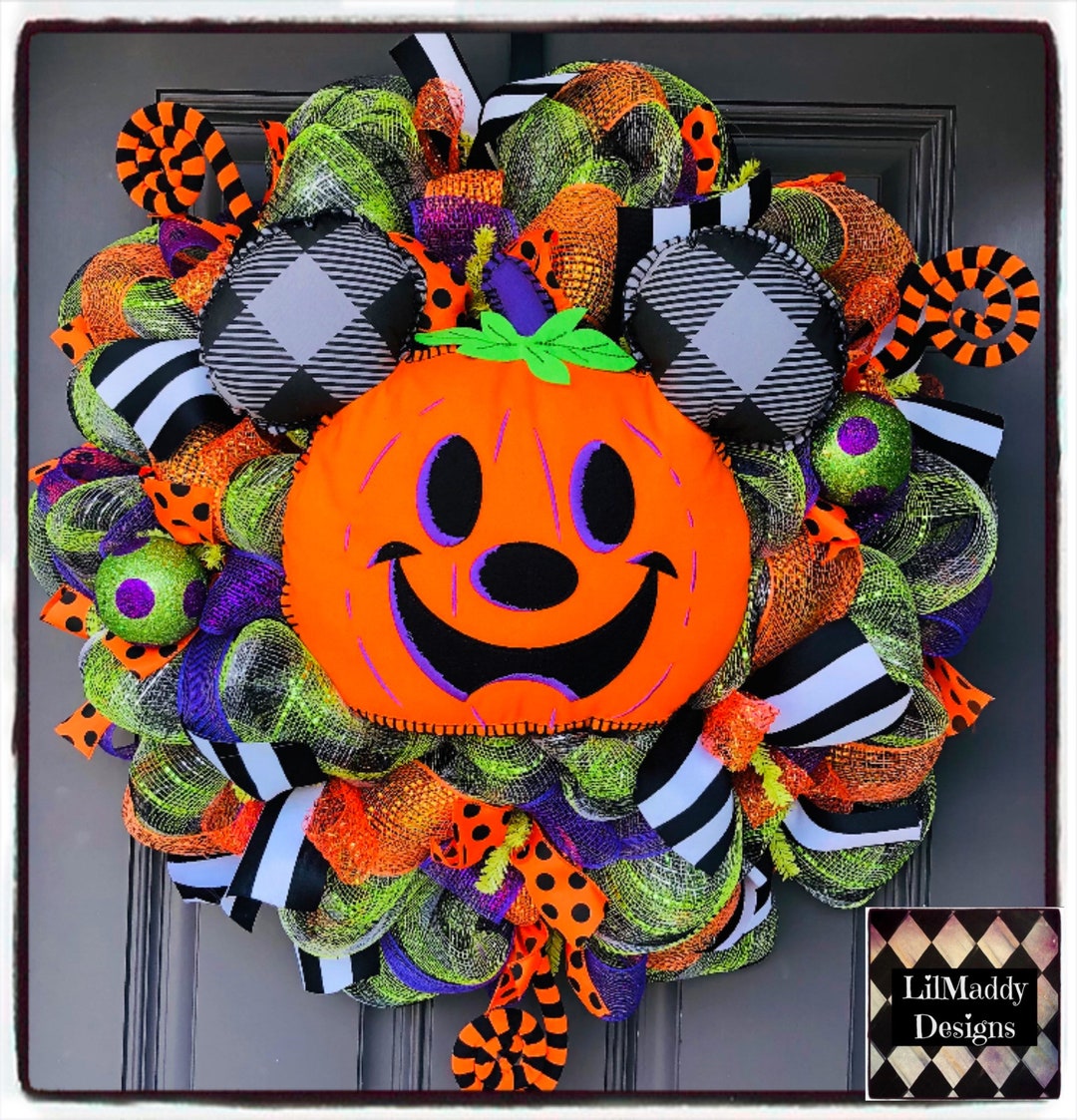 Halloween Disney Mickey Pumpkin Wreath Halloween Wreath Etsy