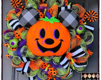 Mickey Mouse Halloween Wreath 2022 Disney Halloween Wreath Etsy