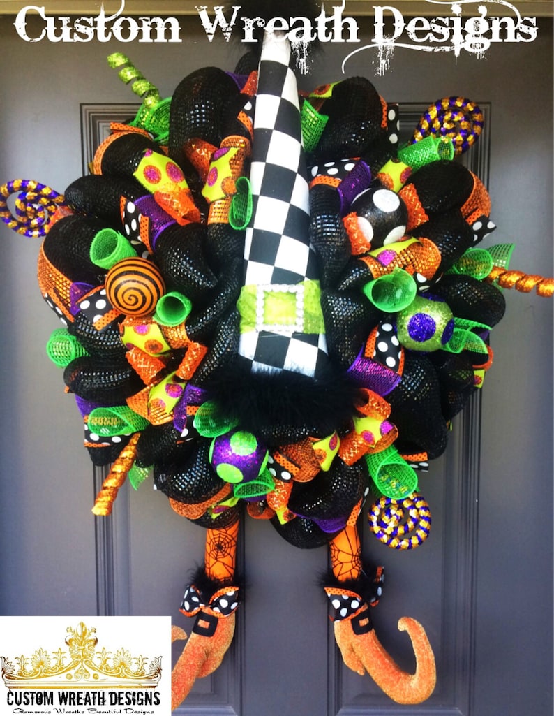 Witch Legs And Hat Wreath Witch Wreath Witch Hat Wreath Etsy
