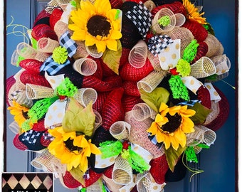 Spring Wreath, Sunflower Wreath, Summer Wreath, Everyday Wreath, Door Decor, Door Wreath, Yellow Flower Wreath