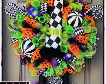 Halloween Wreath, Halloween witch wreath, fall wreath, witch wreath, witch decor, Halloween decor, whimsical wreath, fall decor