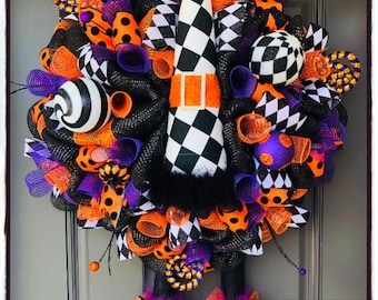 Halloween Wreath, Halloween Witch, Fall Wreath, witch wreath, Halloween Decor, Witch swag, Whimsical witch