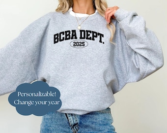 Sudadera del Departamento de Administración de Empresas de Canadá (BCBA), cuello redondo para analista de conducta certificado, regalo personalizado para graduados, regalo para el personal de la clínica, suéter ABA personalizado, regalo para ella