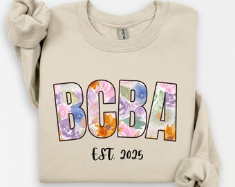Sudadera personalizada de cuello redondo BCBA, regalo para analista de comportamiento