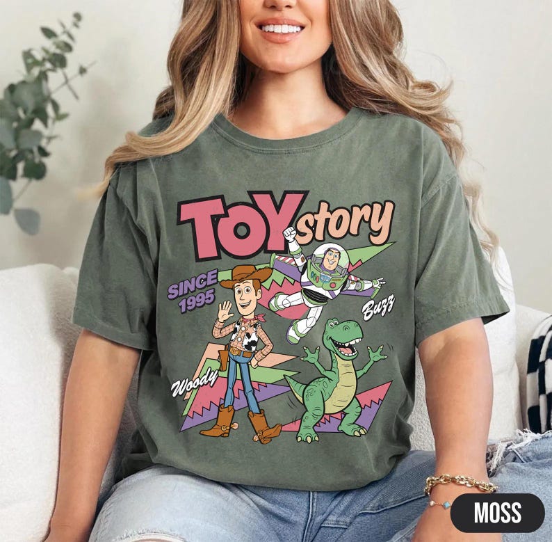 Comfort Colors Disney Toy Story 1995 Retro T-Shirt, Woody Buzz Lightyear Rex Tee, Disney Pixar Fest, WDW Disneyland Family Vacation Trip image 3