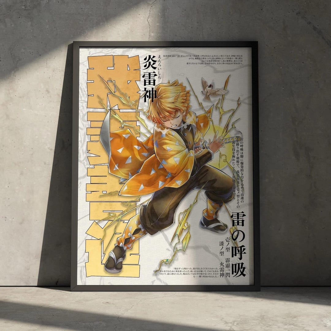 Demon Slayer Zenitsu Thunder Breathing Anime Art Poster - Etsy Australia