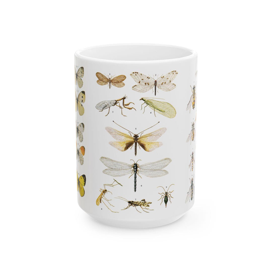 Vintage Insects Ceramic Mug - 15 Oz. - Etsy