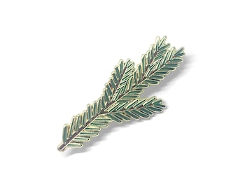 Pine Branch Enamel Pin - Golden Pine Branch Pin - Wilderness Pin - Forest Pin