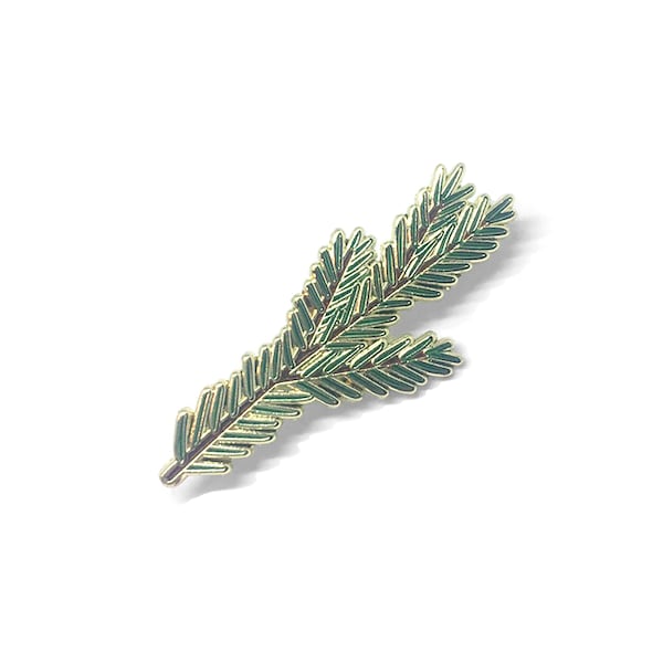 Pine Branch Enamel Pin - Golden Pine Branch Pin - Wilderness Pin - Forest Pin