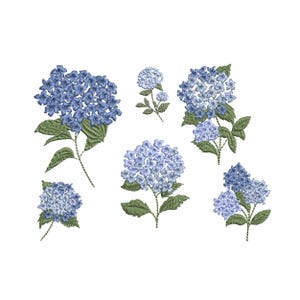 Paquete de diseños de bordado a máquina de mini flores de hortensia (patrón digital en archivo ZIP - 9 tamaños)