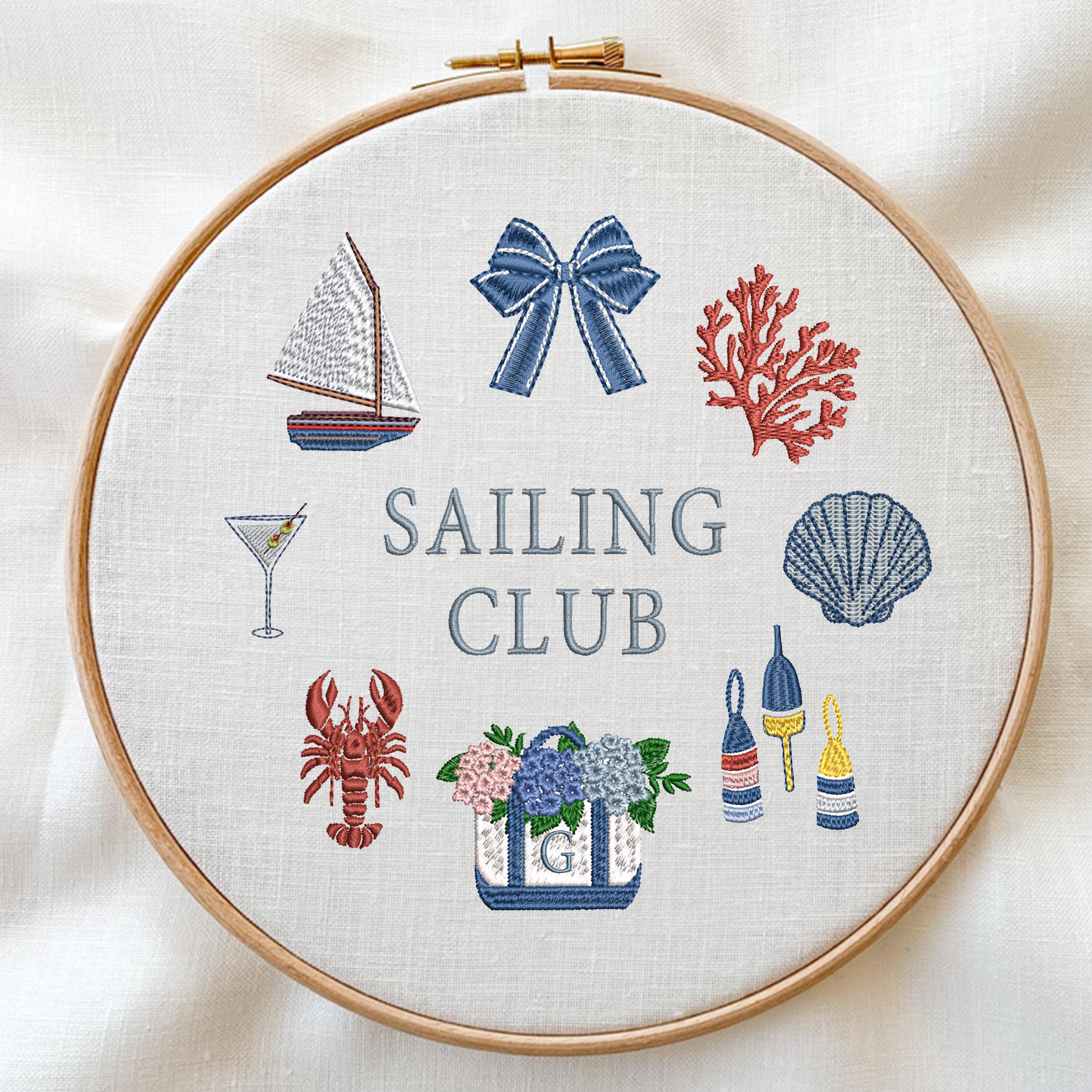 Coastal Machine Embroidery Design – East Coast Beach Elements Pattern ...