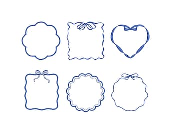 Bow and Scallop Frame Wreath Machine Embroidery Design Bundle: (Digital ZIP File) 7 sizes