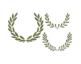Laurel Olive Eucalyptus Wreath Embroidery Design Bundle (Digital ZIP File) 7 sizes