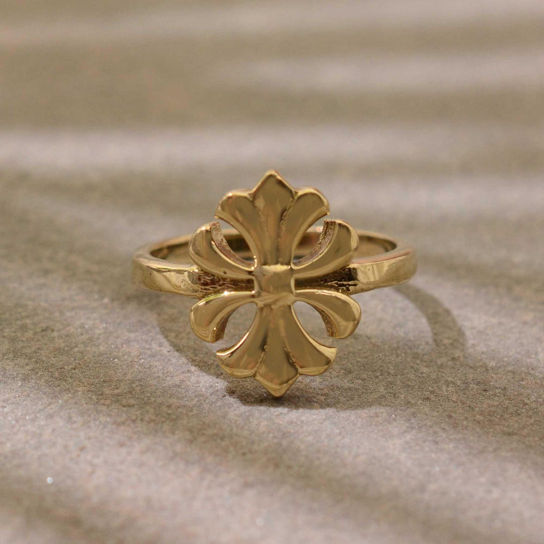 Gold Fleur De Lis Ring, Elegant Medieval Style Ring, Handcrafted Brass ...