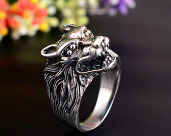 Bague Tête De Loup Celtique Pour Hommes - Acier Inoxydable, Motif Viking, Tailles 54 à 67