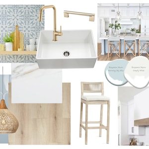 Moodboard -Coastal Kitchen Online Diseño de interiores Moodboard, Mood board kitchen, Kitchen mood board, Kitchen Design mood board