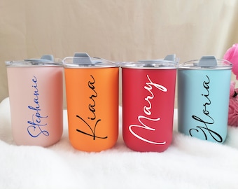 Personalisierter Namensbecher, 10 Unzen benutzerdefinierter Edelstahlbecher, Brautjungfer- und Valentinstagsgeschenk