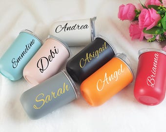 Personalisierter Namensbecher, 10 Unzen benutzerdefinierter Edelstahlbecher, Brautjungfer- und Valentinstagsgeschenk