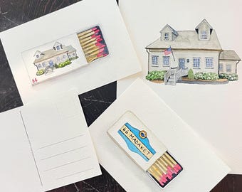 Custom Watercolor Postcards | Hand-Painted Illustrated Postcards | Personalized Stationery | Wedding & Travel | Hotel - Rental Keepsake
