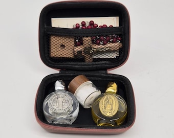 Catholic Travel Prayer Kit Personalized St Benedict Rosary Holy Water Bottle Portable Prayer Set Christian Travel Kit Catholic Gift For Men